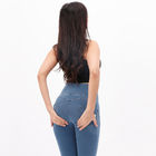 Female Light Blue Booty Lifting Pants , High Waisted Push Up Jeans